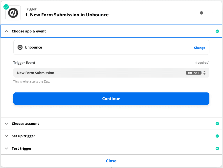Unbounce form submission